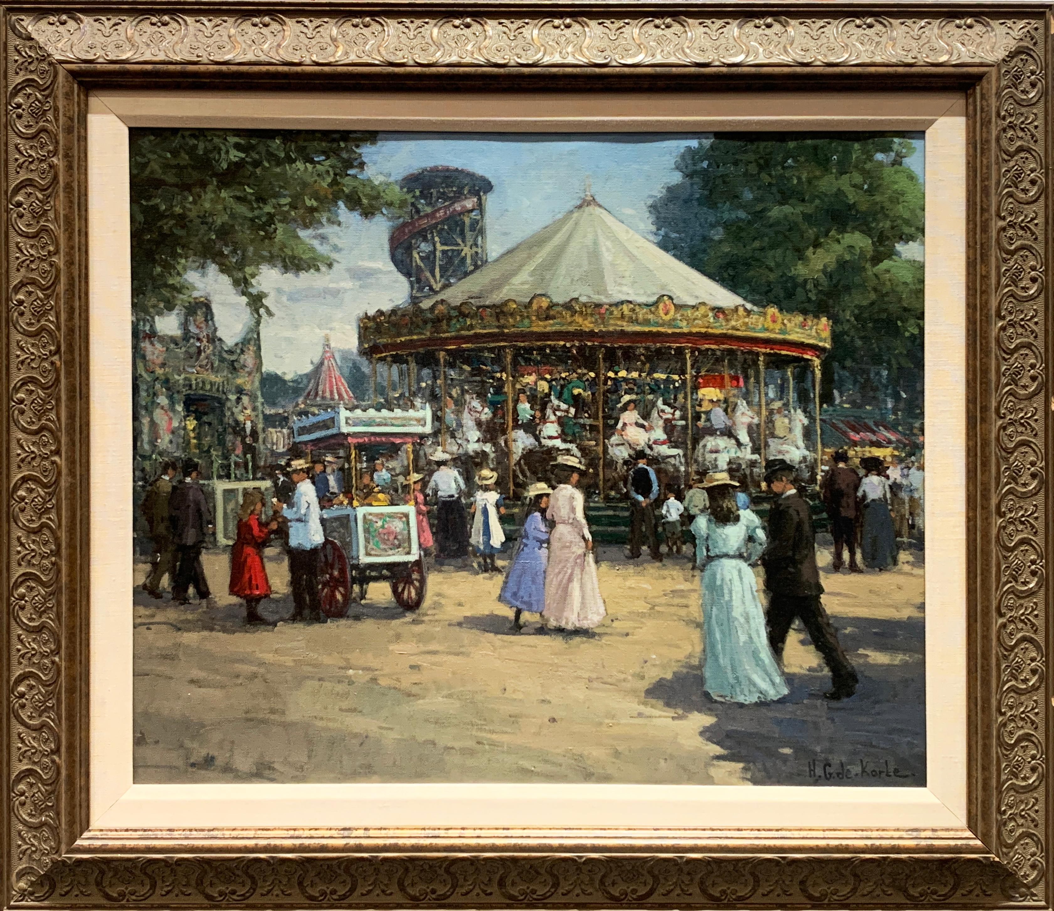 „Carousel“, Henni de Korte, 23x27 Zoll, Öl auf Leinwand, klassischer Impressionismus – Painting von H. G. de Korte