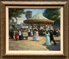 "Carousel", Henni de Korte, 23x27 in, Oil on Canvas, Classical Impressionism
