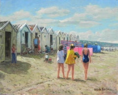 "The Beach", Henni de Korte, 20x24 in, Huile sur toile, Impressionnisme classique