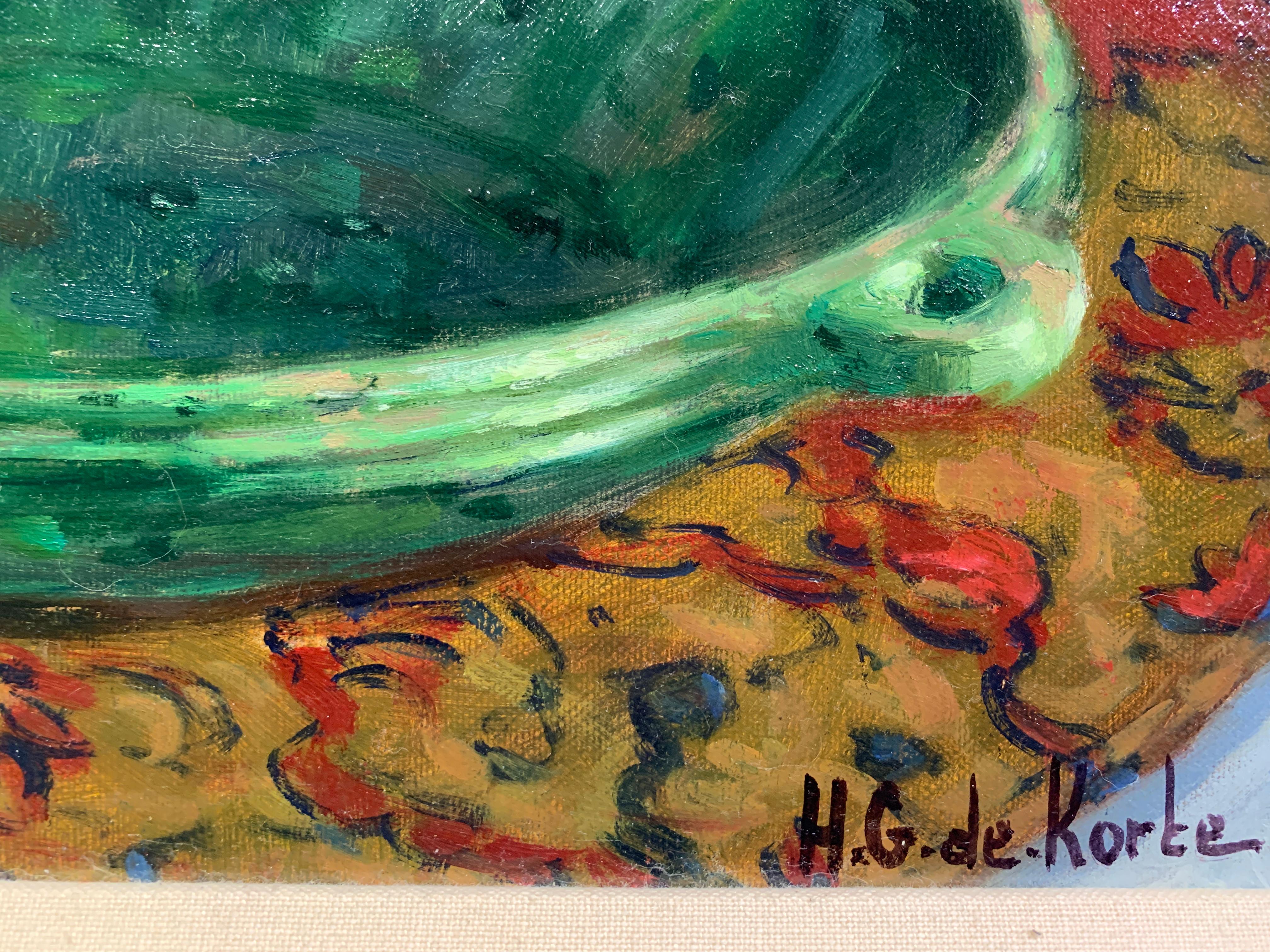 „Stillleben mit Meeresthemen“, Henni de Korte, 23x27, Öl auf Leinwand, Impressionismus (Schwarz), Landscape Painting, von H. G. de Korte