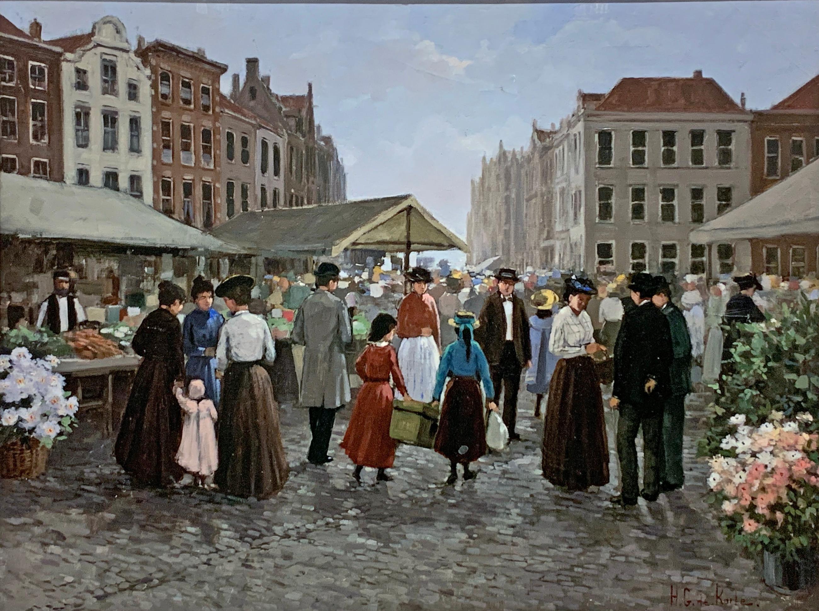 "Market", Henni de Korte, 28x36 in, Oil on Canvas, Classical Impressionism