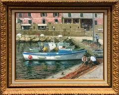 "Repairing the Nets", Henni de Korte, 19x23 in, Oil on Canvas, Impressionism