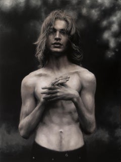 Rainer Andreesen, "Andrew", monochromatic portrait of young man oil painting