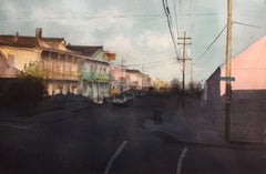 Sean Friloux, "Oak Street" urban landscape watercolor on paper 