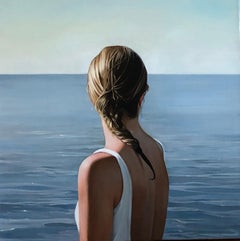 ELISABETH MCBRIEN "Looking Out" realist oil painting portrait of a woman water