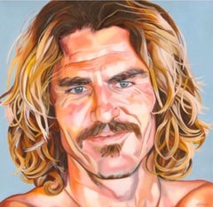 LETTY NOWAK "Aamion Goodwin" contemporary large surfer portrait oil on canvas