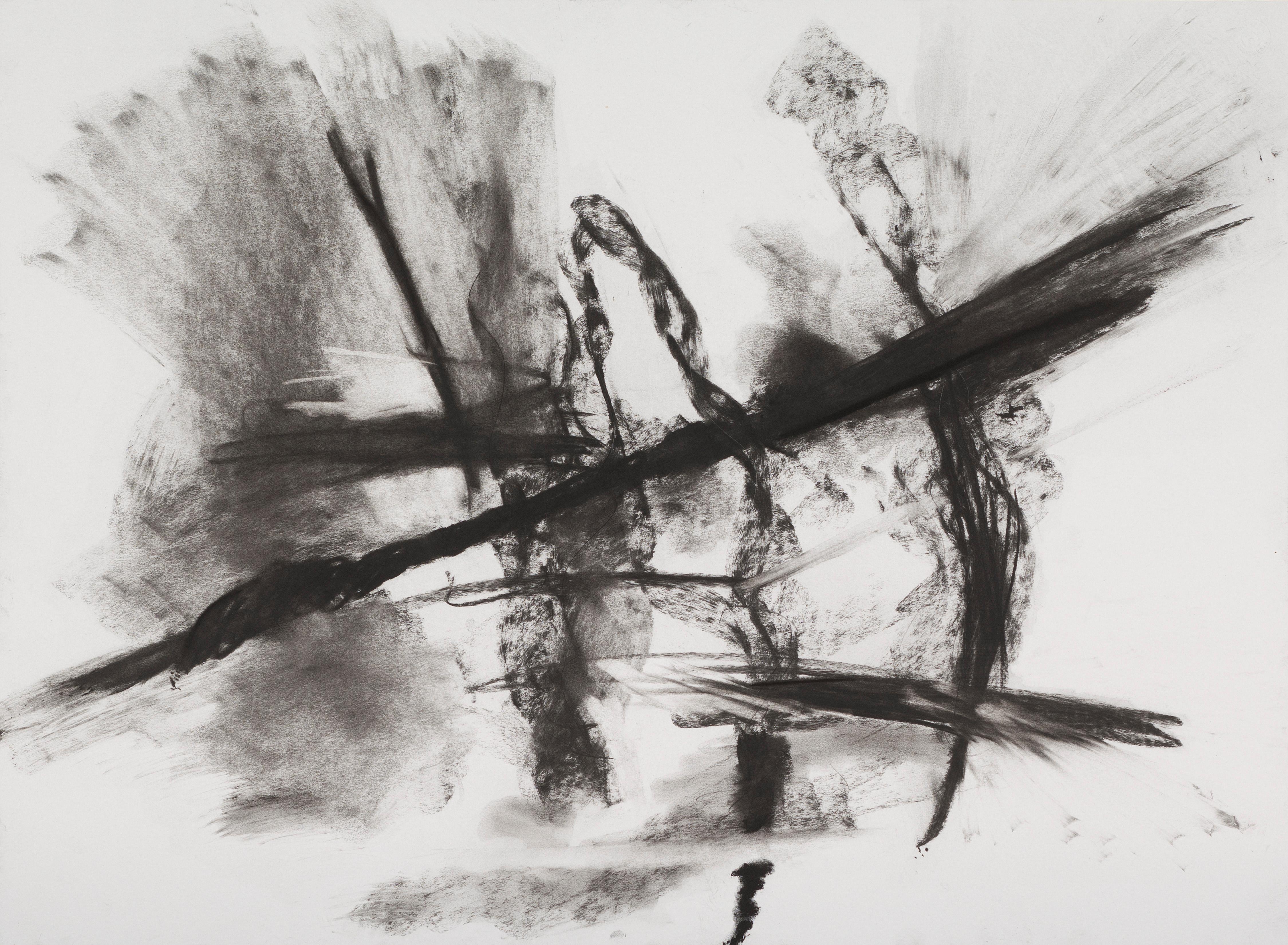 Peter Wise Abstract Drawing - PETER WISE "Untitled" contemporary charcoal black & white abstract drawing