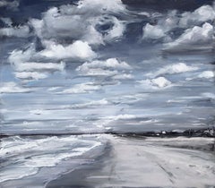 Susan Grossman "Transitions 3" charcoal & pastel on paper of beach landscape
