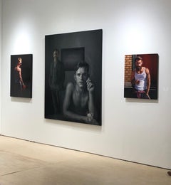 Rainer Andreesen, "Grey Matter" double portrait 2 men monochromatic oil canvas