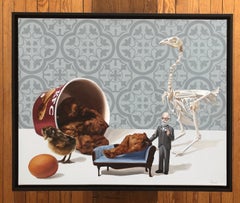 PAT HOBAUGH "What are we, Where do we come from..?" realist pop art oil painting