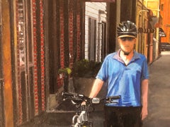 DAVID DESIMONE, "LIC Bar" oil on panel, American realist NYC urban landscape