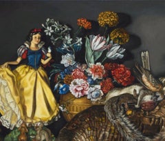 CARA DEANGELIS, "Snow White w Laid Table of Road Kill" realist oil still life
