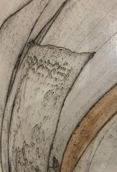 Claudia Aronow, Untitled, large abstract oil painting on linen in ivory and tan