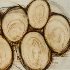 CLAUDIA ARONOW Untitled large scale horizontal abstract  circles oil painting