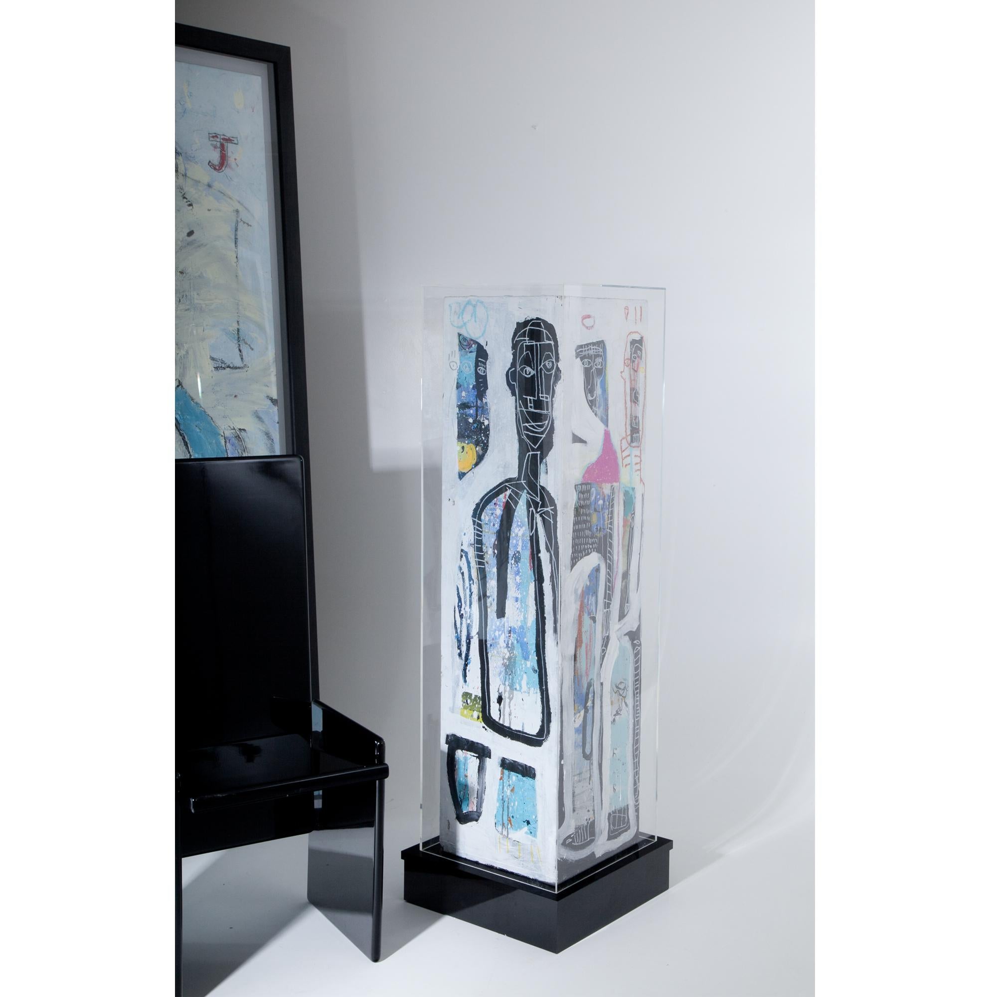 Colonne White, Monsieur Jamin, 2018, Acrylic Paint on Wood under Glass 2