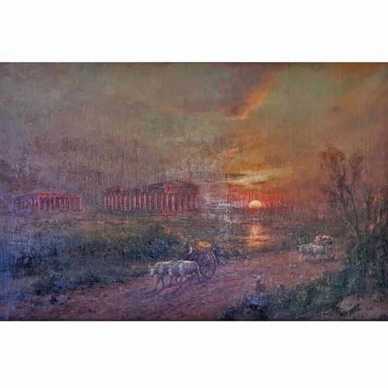 Temple of Paestum, Max Usadel (vers 1880-1950), 1912, peinture à l'huile sur toile