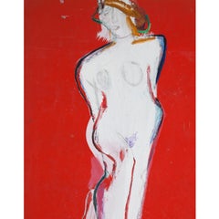 Vintage Josef Steiner (1899-1977), The White Lady, around 1960/70, Oilpaint on Cardboard