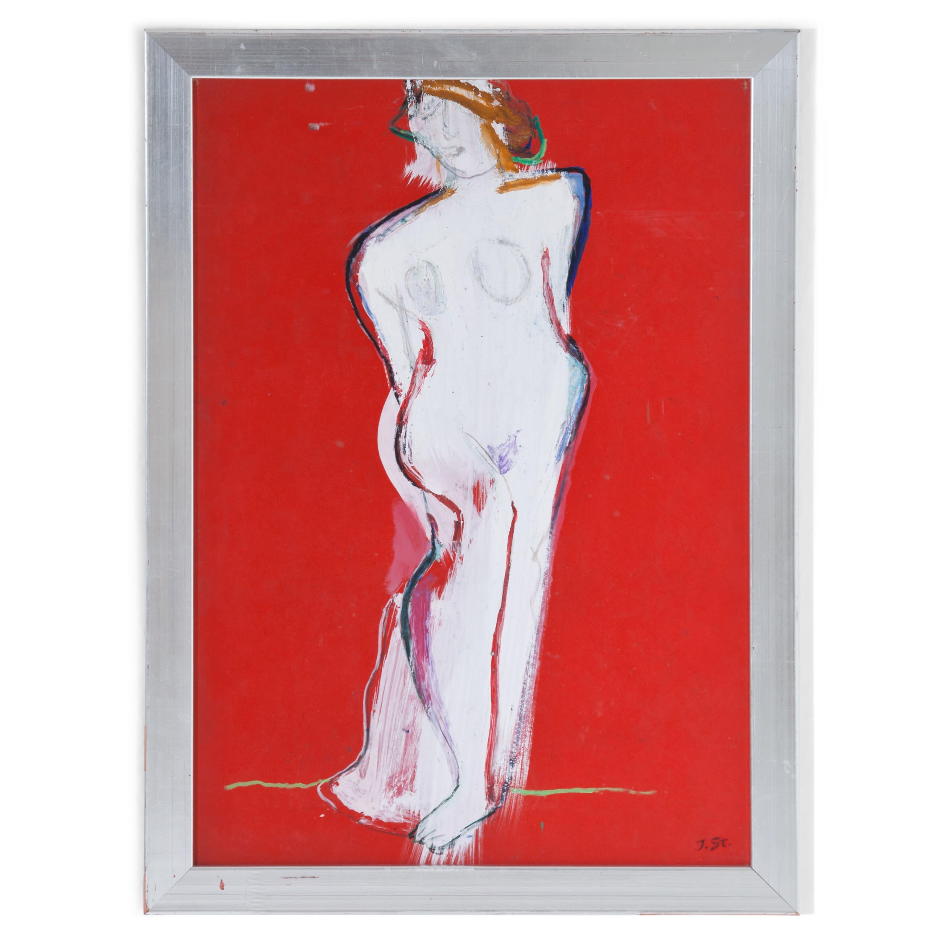 Josef Steiner (1899-1977), The White Lady, around 1960/70, Oilpaint on Cardboard 1