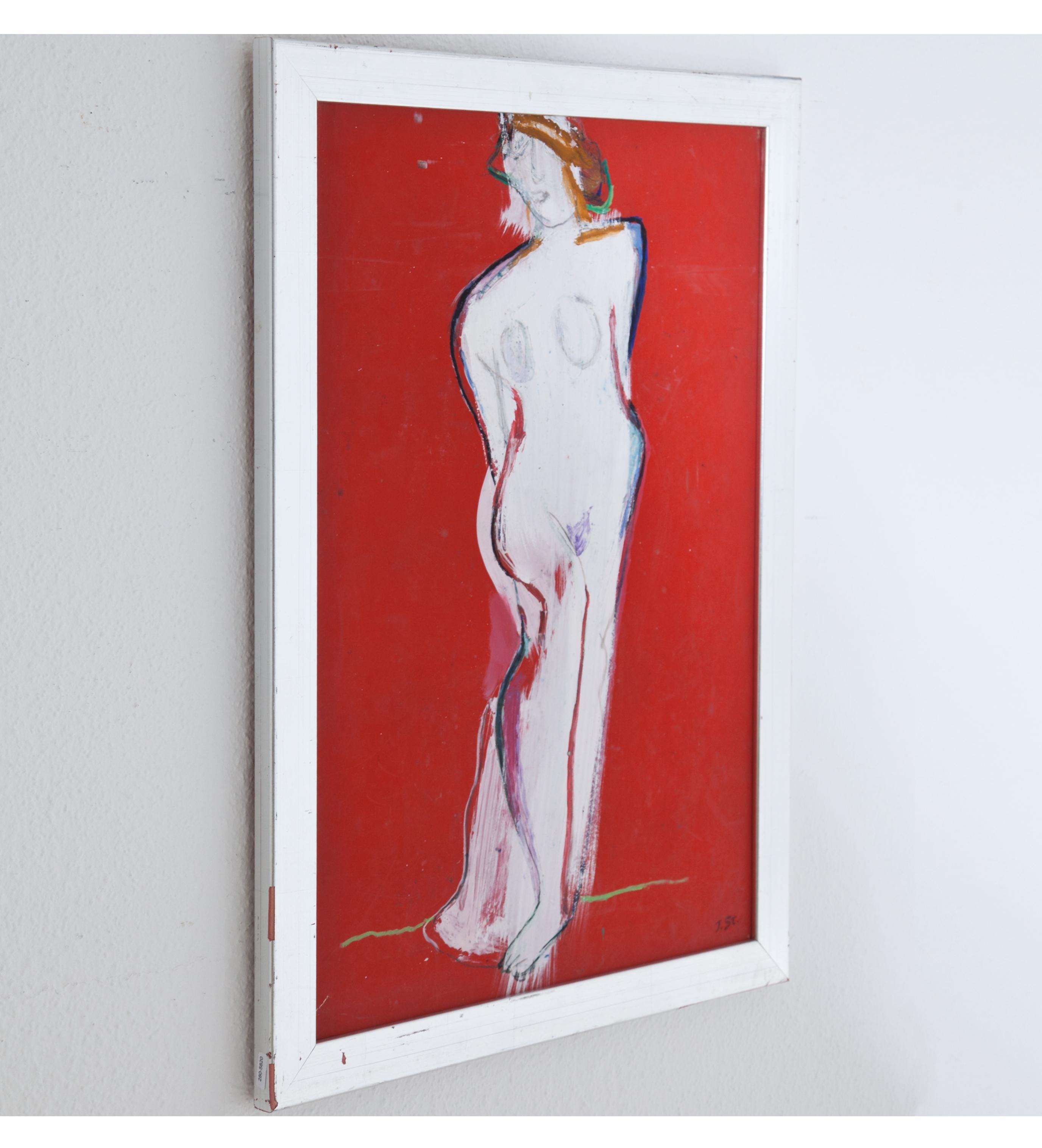 Josef Steiner (1899-1977), The White Lady, around 1960/70, Oilpaint on Cardboard 3