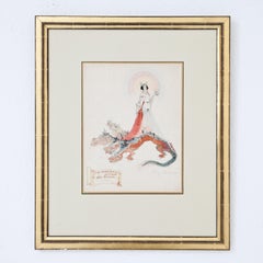 Jenny Samanova (XIX-XX), Woman on Dragon, dated 1929, Paper behind Glass
