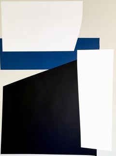 Frontiers 30, abstract, hard-edge, geometric, black, white, blue, acrylic