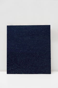 Night Repetition - Oil Stick on Wood, Fine Art Painting, Dark Blue, Dark Colours