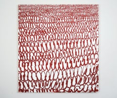 Tierra - Oil Stick on Wood, Fine Art Painting, Red, White, Original Art