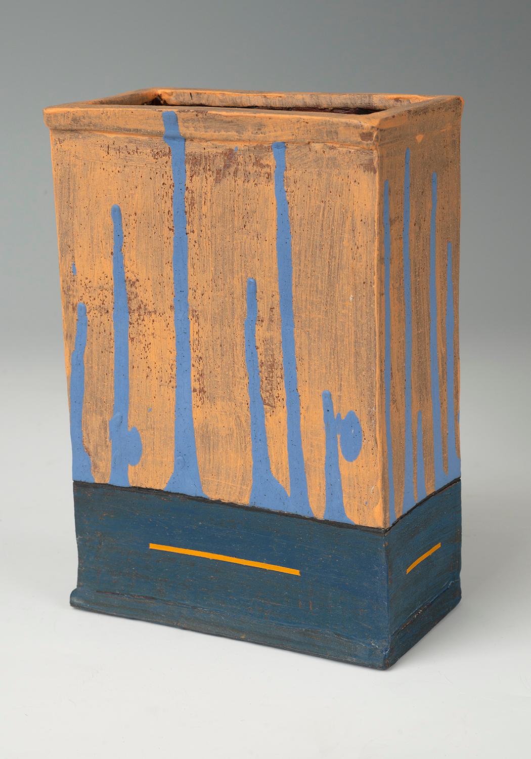 Slab built rectangular stoneware vessel. Multi fred with under glazes and a deep mottled red liner glaze. 

Marc Cohen has over 30 years of experience as a professional photographer, printmaker and artist. He lives and works in New Jersey.
