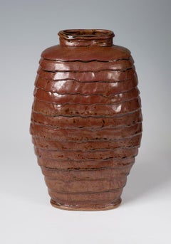 Marc Cohen - Untitled - Deep reddish brown glazed vessel functional sculpture by Marc Cohen Untitled - Deep reddish brown glazed vessel functional sculpture by Marc Cohen