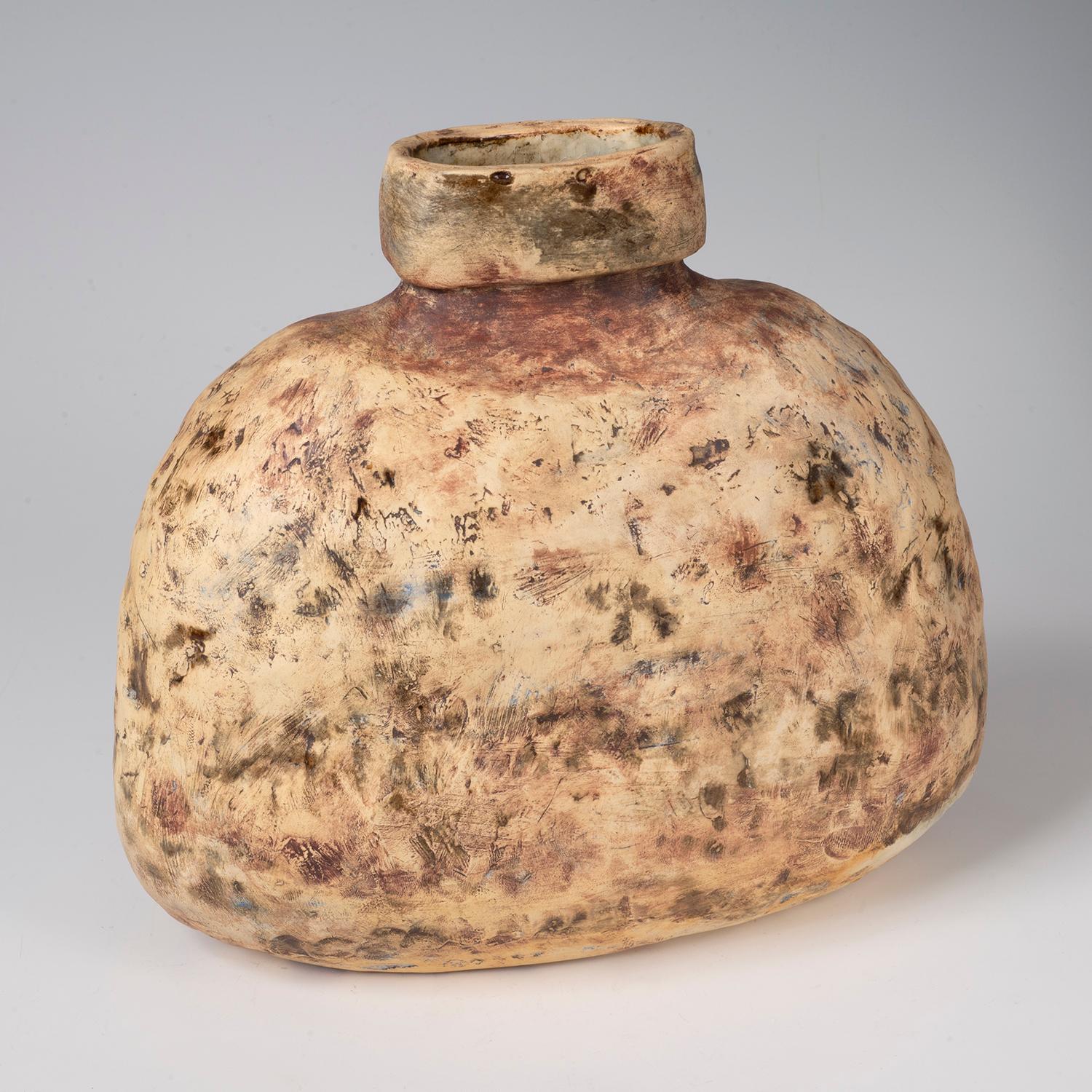 Untitled - Ceramic vessel functional sculpture earth tones by Marc Cohen