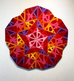 Setaareh Do, colorful abstract geometric wall sculpture star shaped center