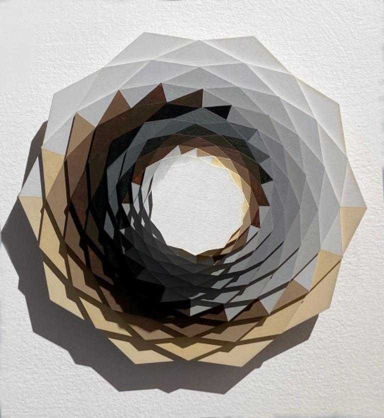 Twist, Abstract geometrical wall sculpture by Christine Romanell