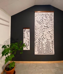 Ferns Through Basalt, Hand-cut Paper Scroll, White Tyvek Wall Hangings, 80"x36"