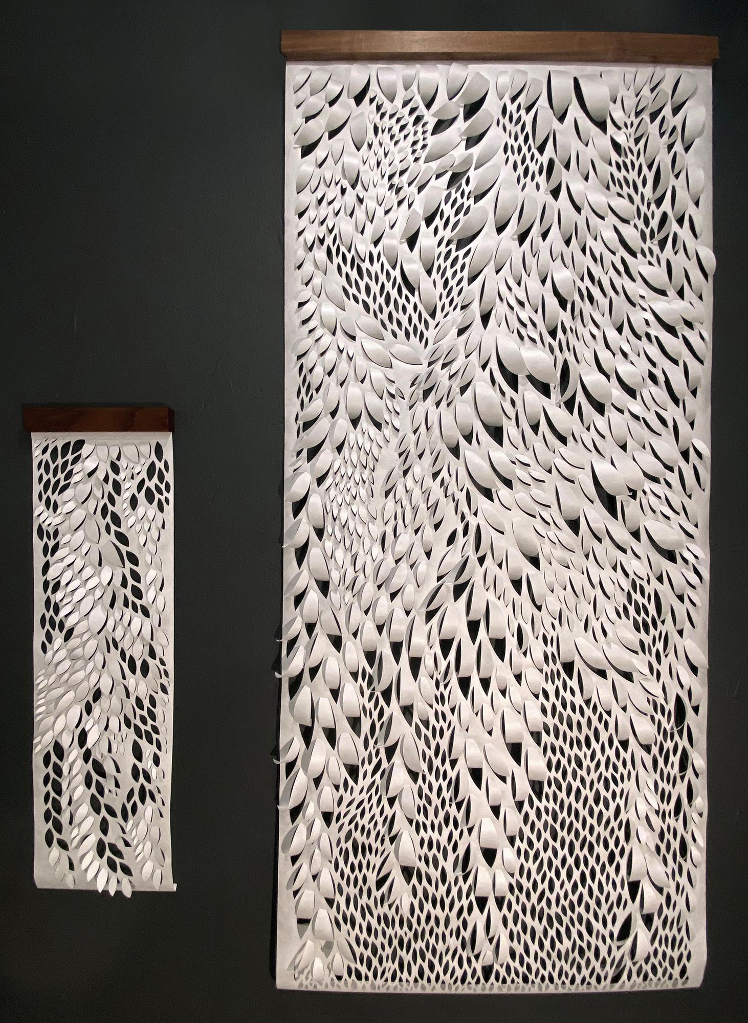 Ferns Through Basalt, Hand-cut Paper Scroll, White Tyvek Wall Hangings, 80