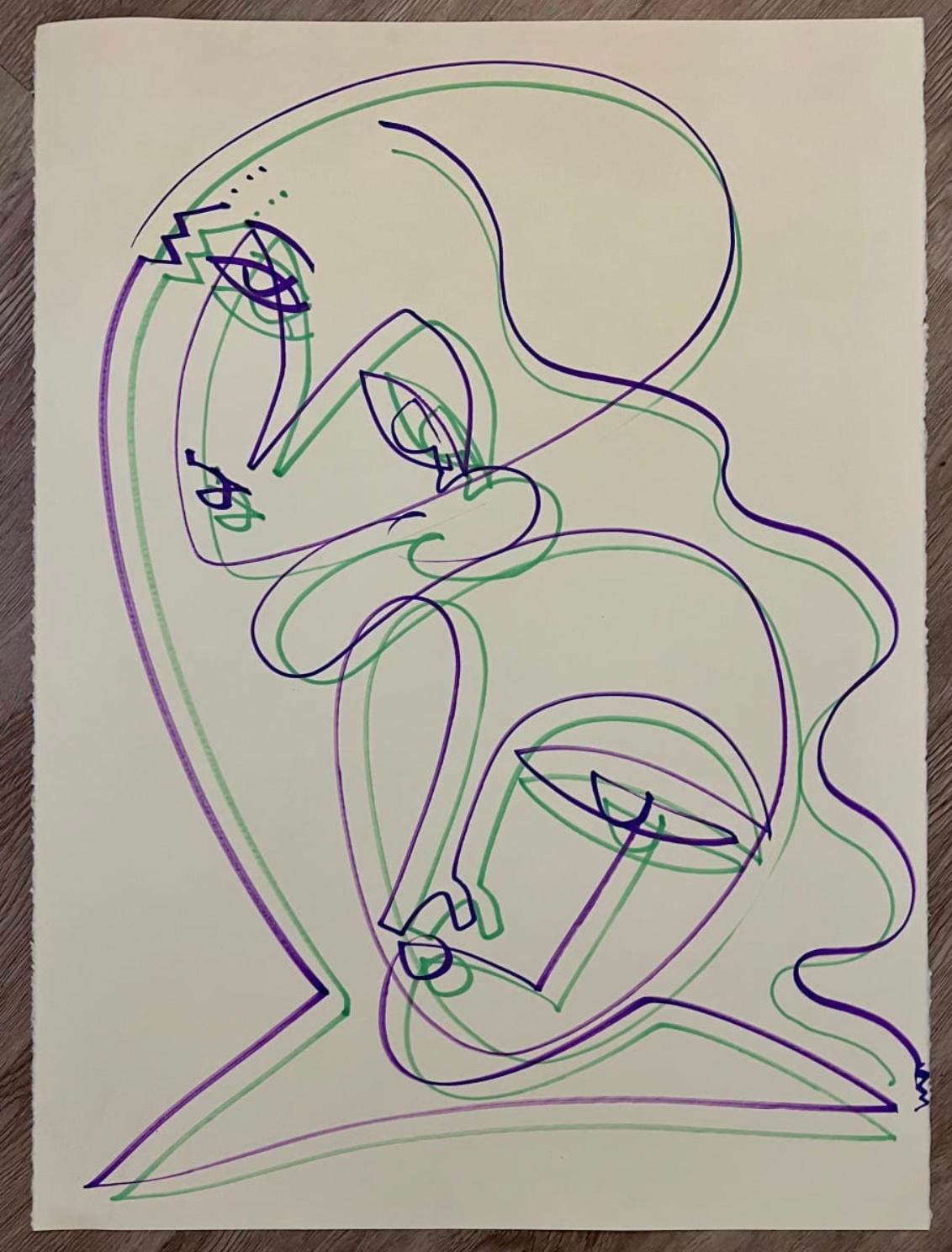 two faces connected drawing