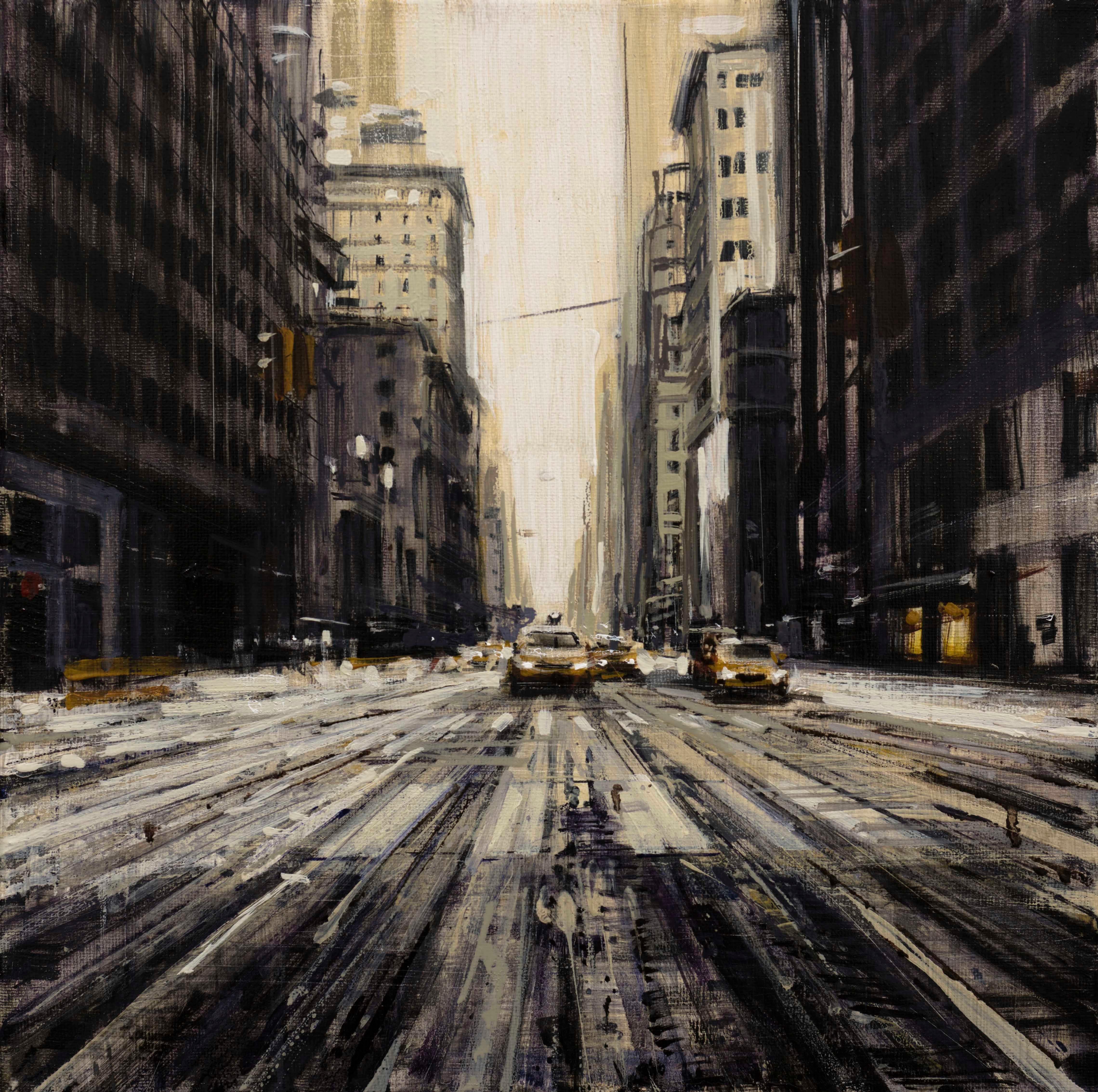 Valerio D'Ospina Landscape Painting - Snowy Street in NYC
