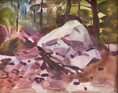 "Far Path" (2023), Original Impressionistische Waldlandschaft, Aquarellmalerei