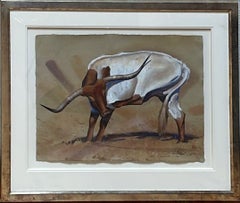 "Longhorn Itch" (2023) Original Western Watercolor Painting