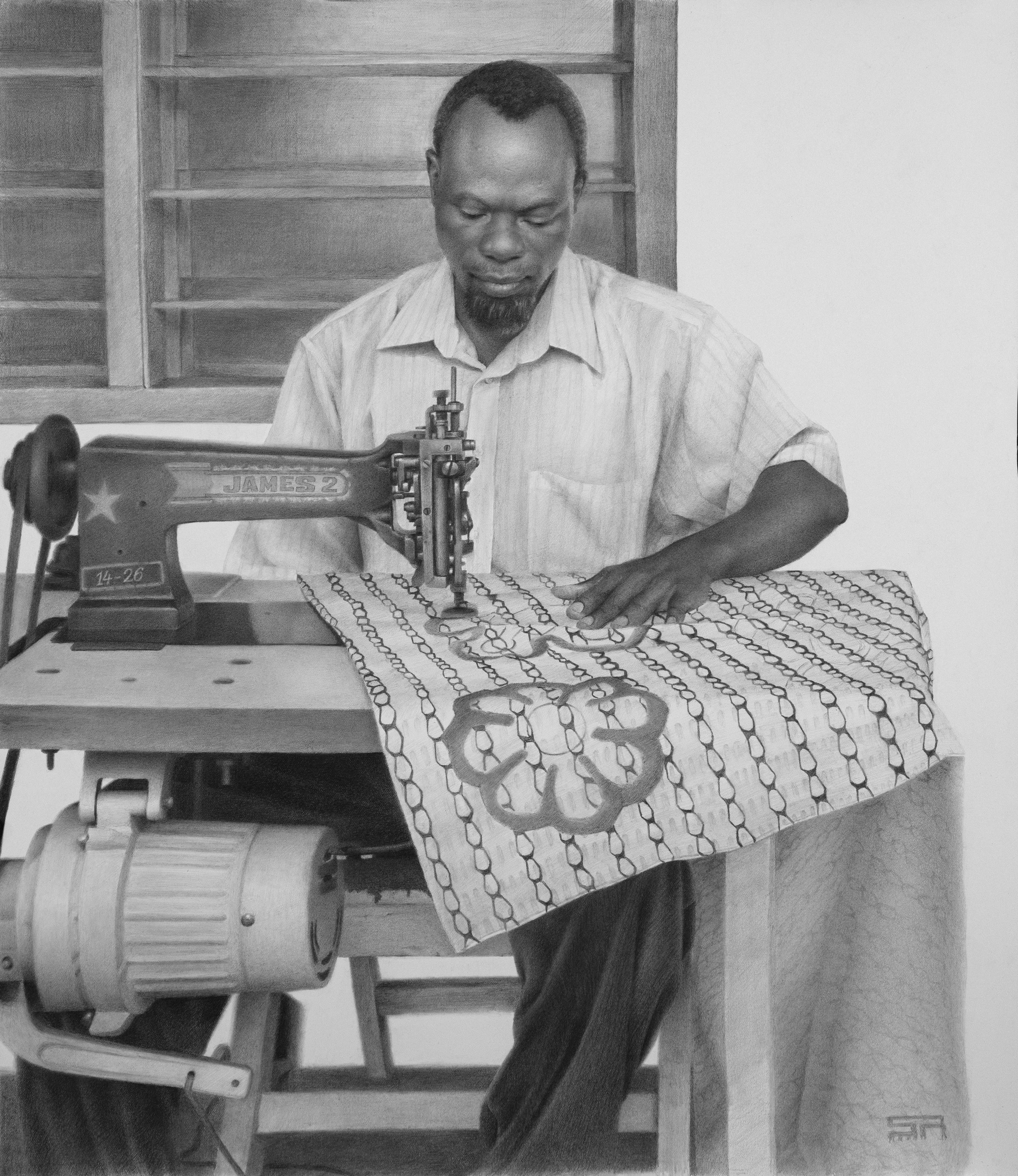 Stanley Rayfield Portrait – "Glaube ohne Werke ist tot" (2023) Graphitzeichnung auf Papier