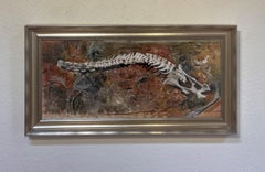 "Elk Vertebrae" Original Impressionist Skeletal Still-Life, Watercolor Painting