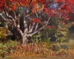 "Otoño en Vermont" Pintura original en acuarela de un paisaje impresionista