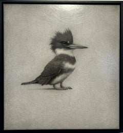 "Kingfisher" (2025) Original Photorealist Animal Charcoal Illustration
