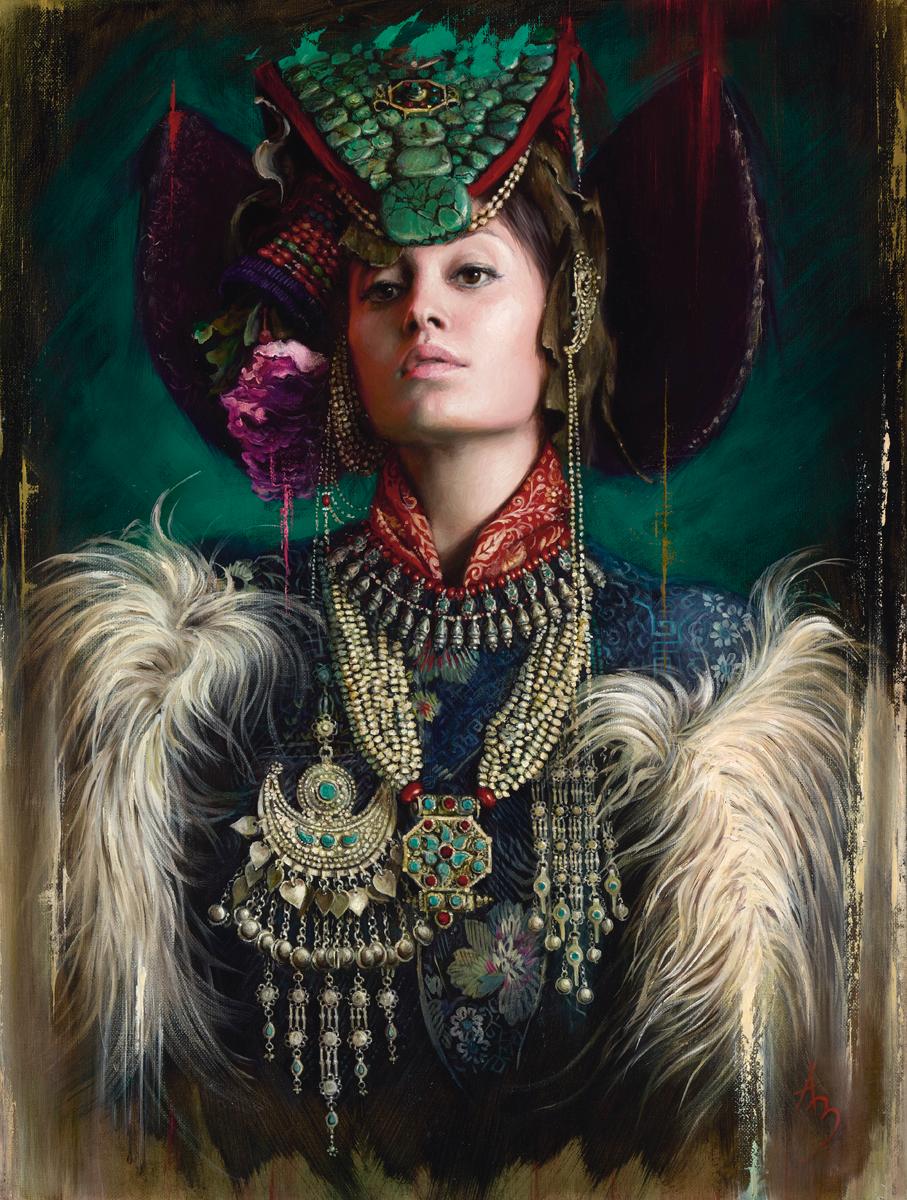 Alexandra Manukyan Portrait Painting - Zanskar Maiden, Oil Painting
