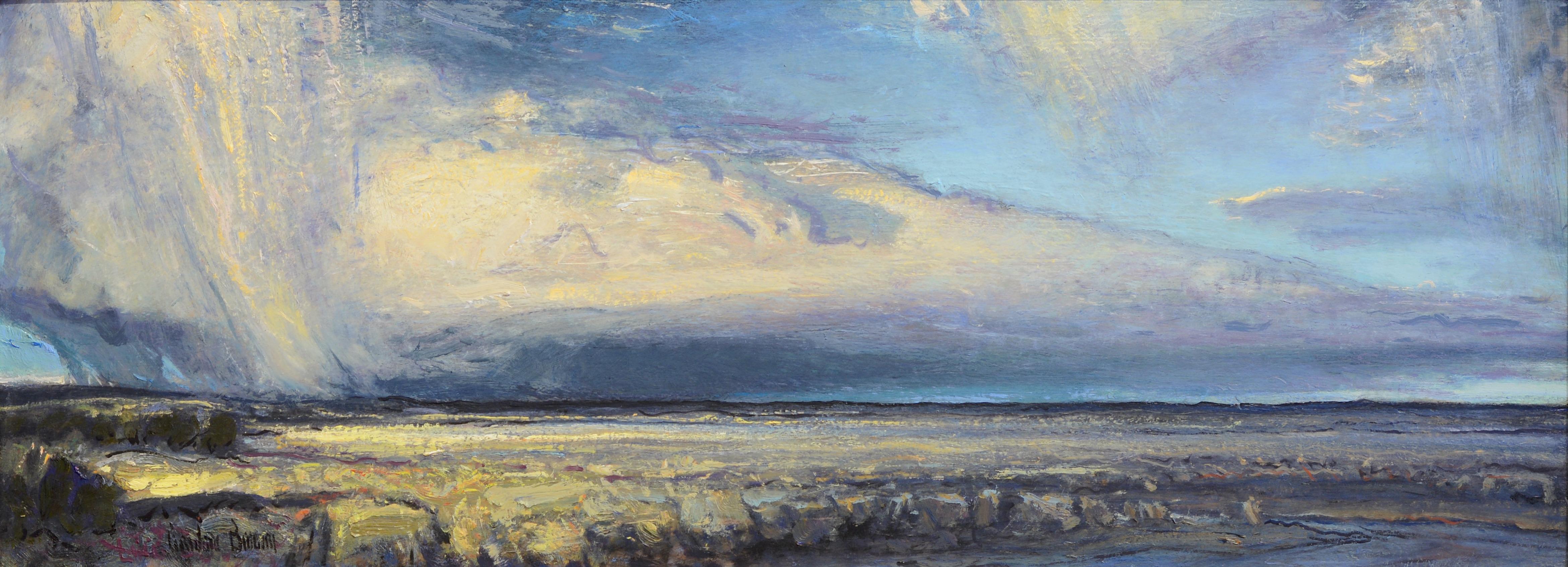 Gordon Brown Landscape Painting – Distant Rain, Ölgemälde