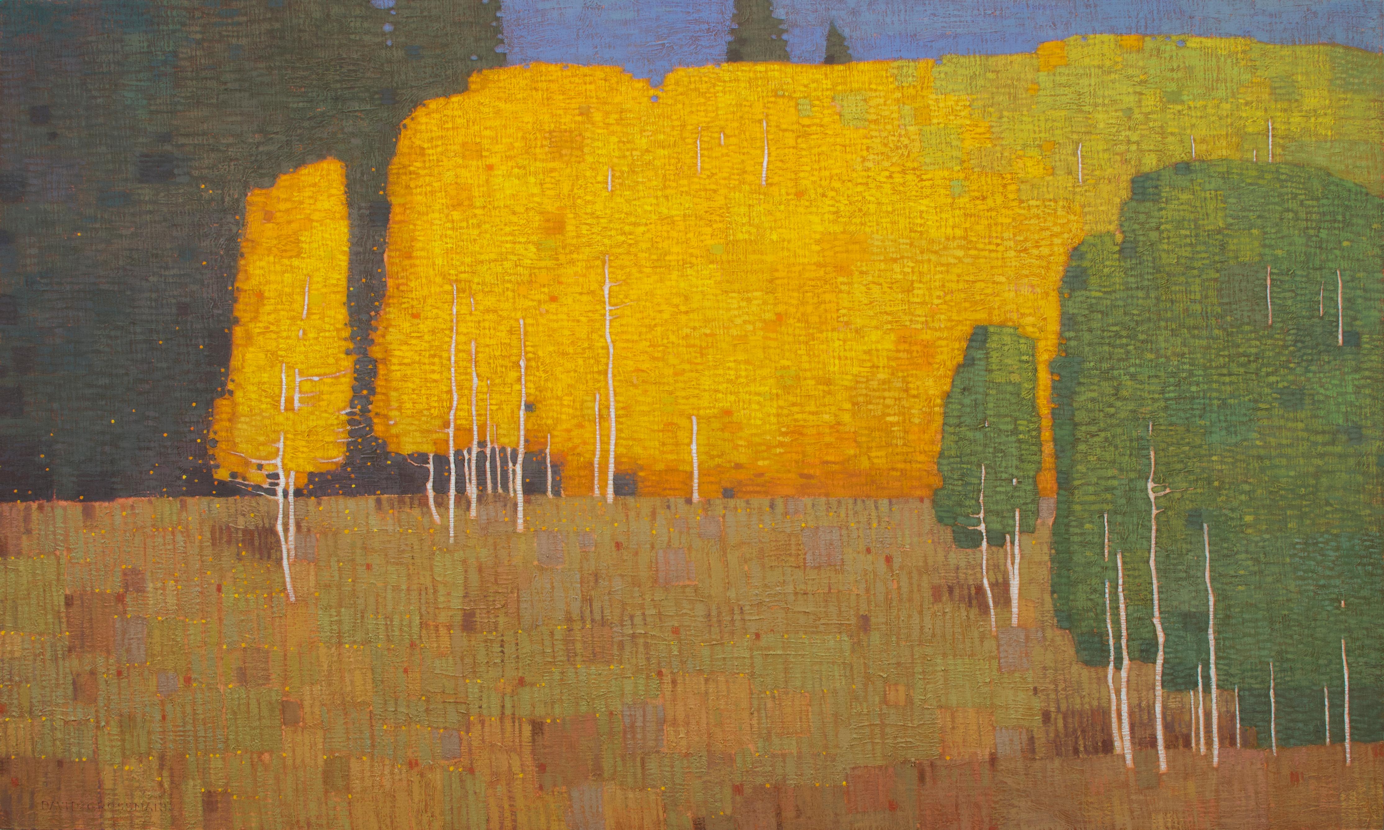 David Grossmann Landscape Painting - Autumn Morning with Changing Trees, Oil Painting