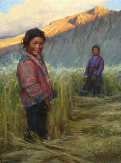 Tibetan Sisters, Oil Painting