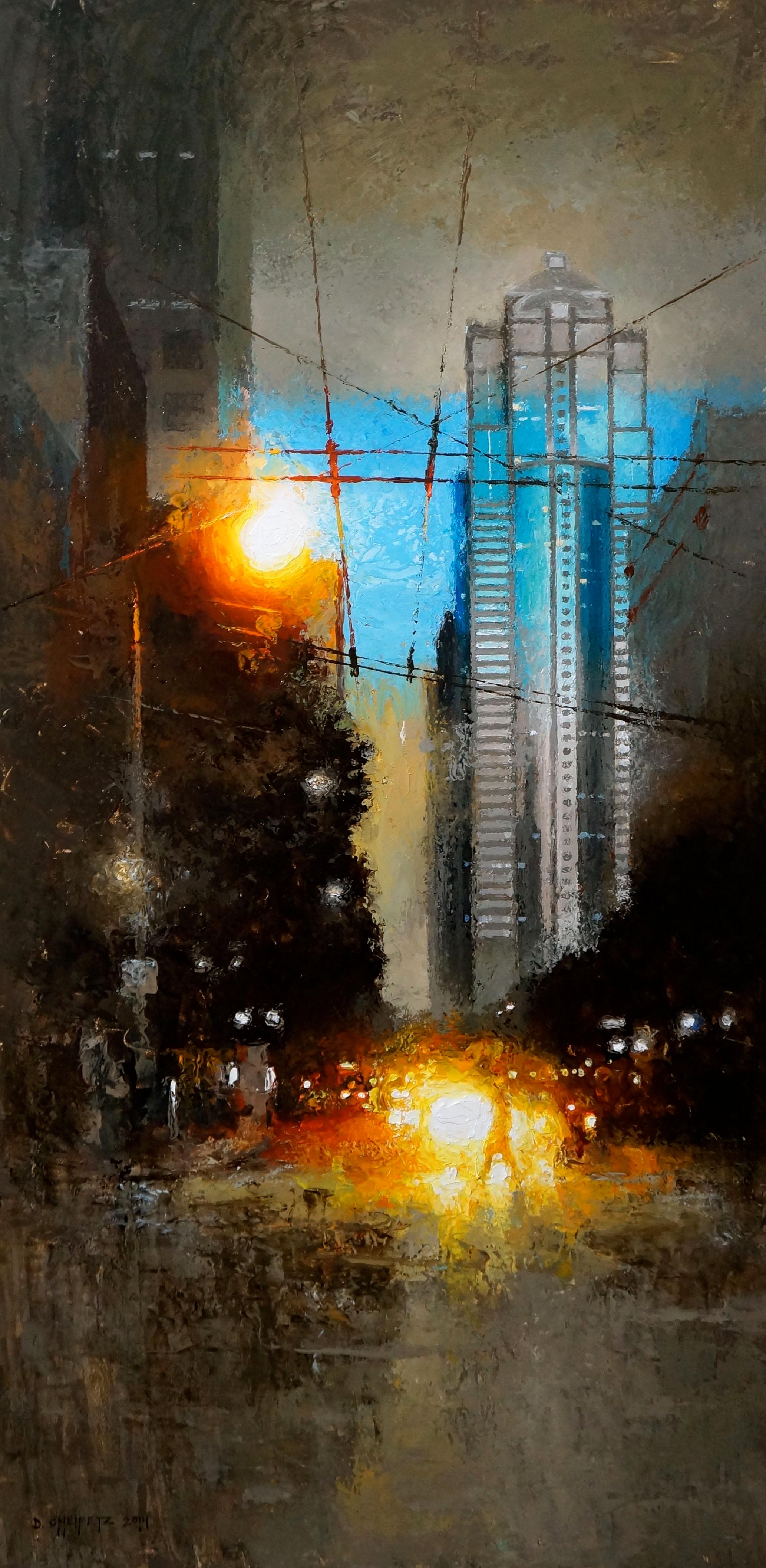 David Cheifetz Landscape Painting - Sparks on 3rd, Oil Painting