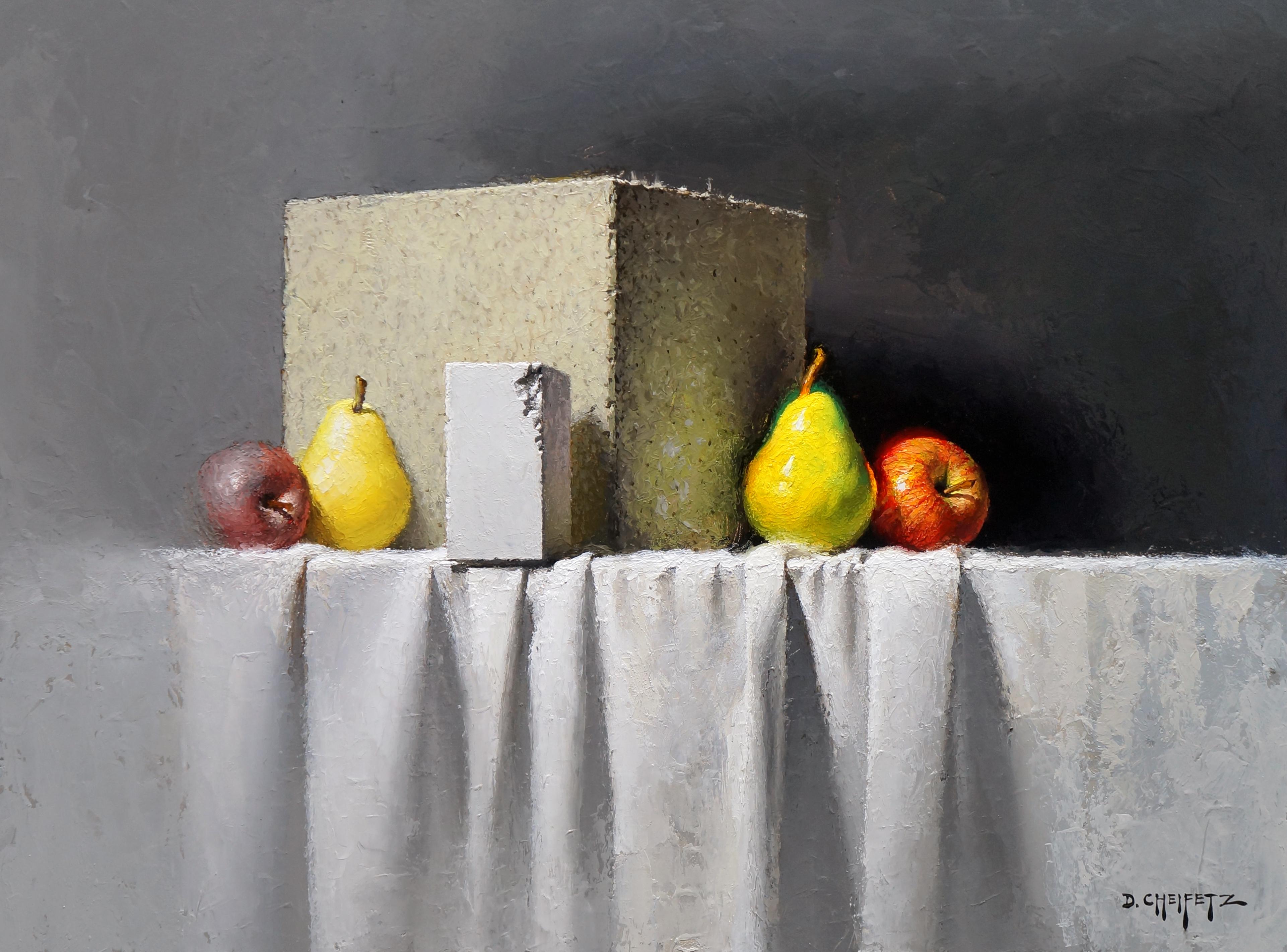 David Cheifetz Still-Life Painting - Chalk, Block and Mirror, Oil Painting