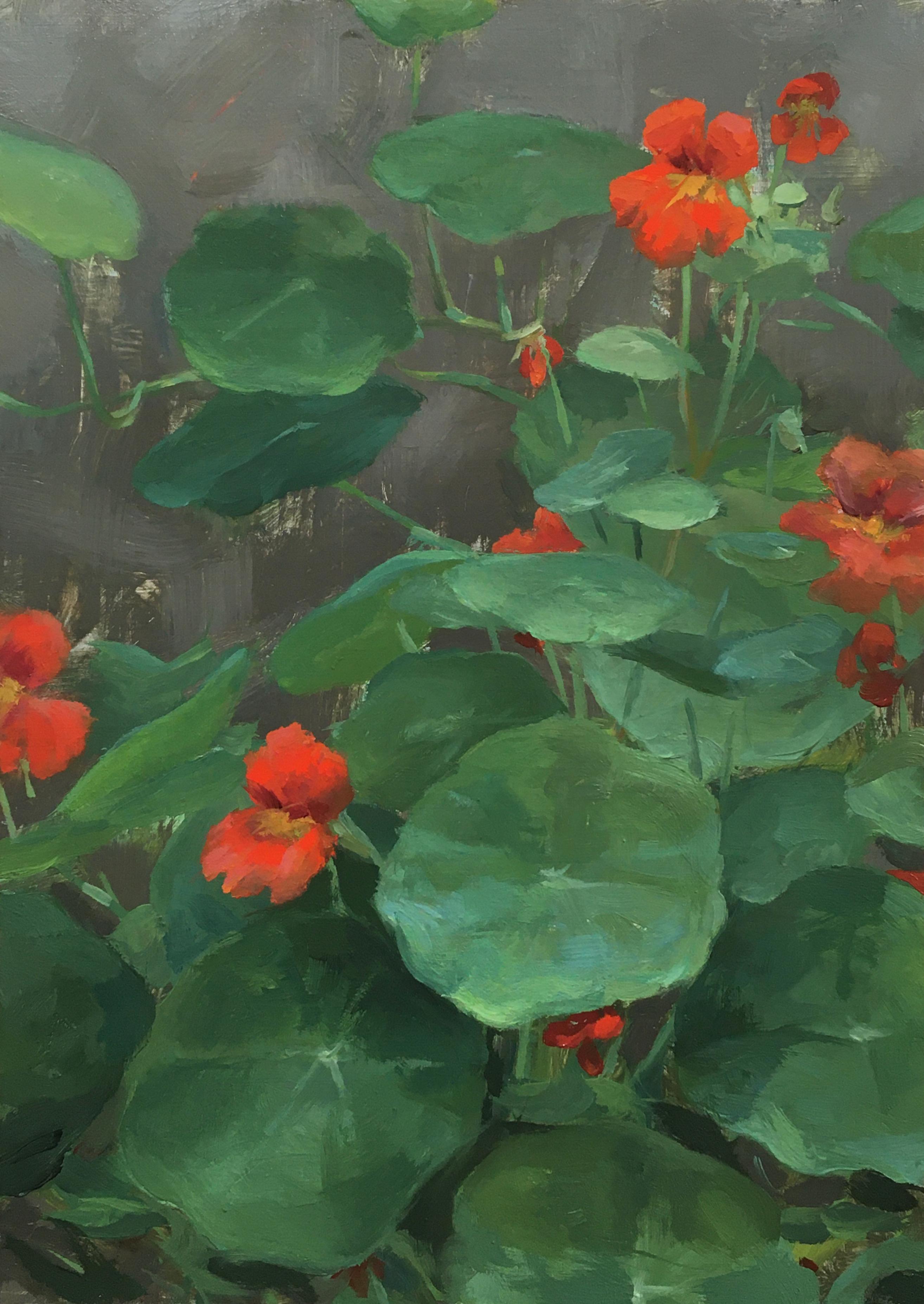 Elizabeth Zanzinger Still-Life Painting - "Nasturtiums", Oil Painting