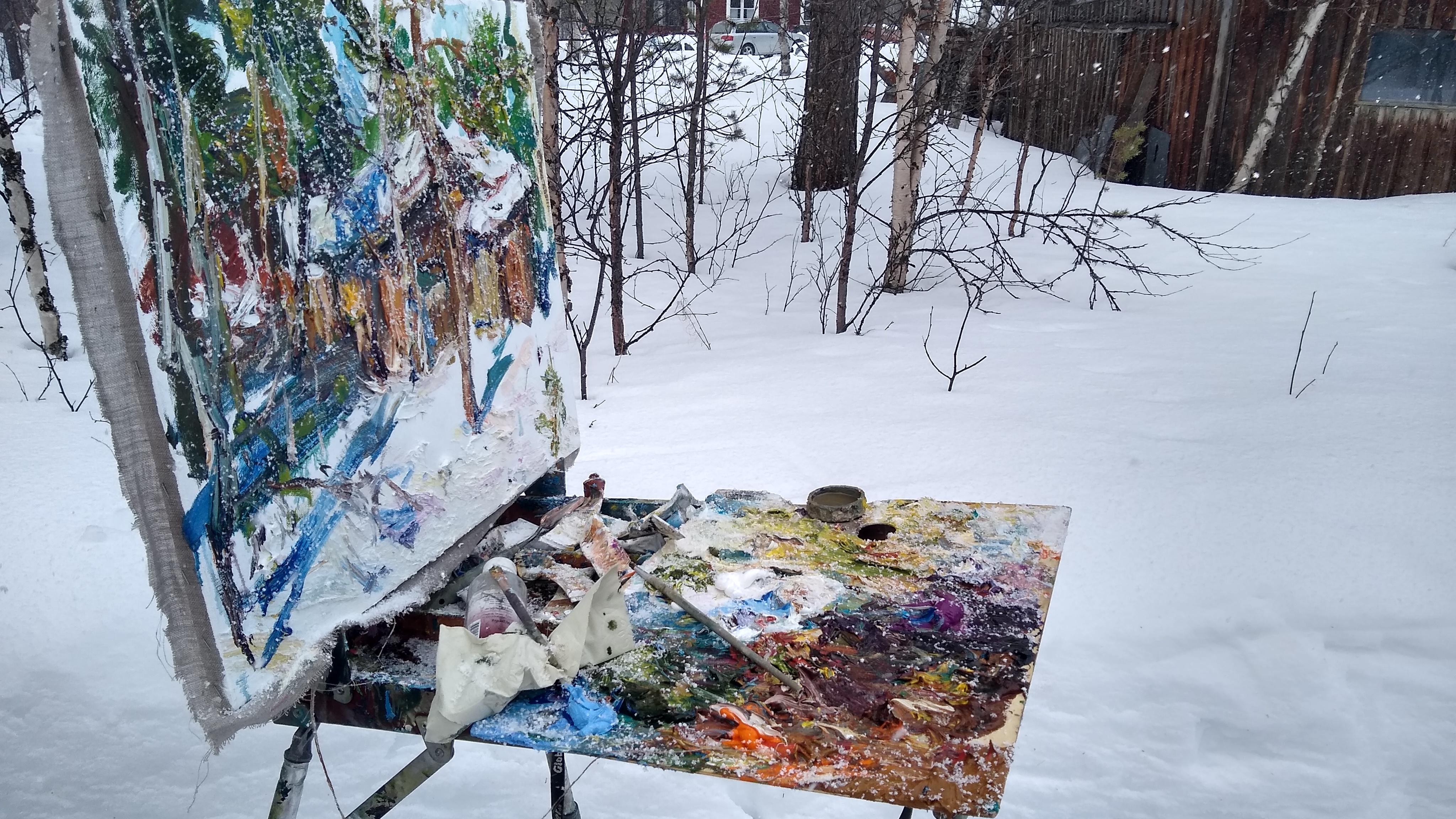 Peinture à l'huile « On a Bright Winter Day » (Un jour d'hiver brillant) - Impressionnisme Painting par Ulrich Gleiter